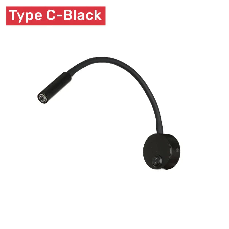 Skanto | Moderne flexible LED-Leselampe mit Schalter für Schlafzimmer und Arbeitszimmer – 1W/3W