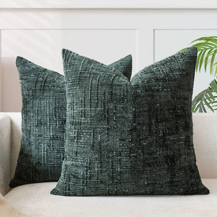 Skanto | Chenille-Zierkissenbezug Bambus-Textur Uni-Farbe