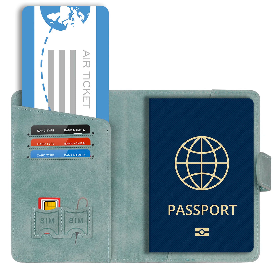 Skanto | Travello Reisepasshülle | RFID-Schutz | Echtes Leder-Optik | Für Damen und Herren