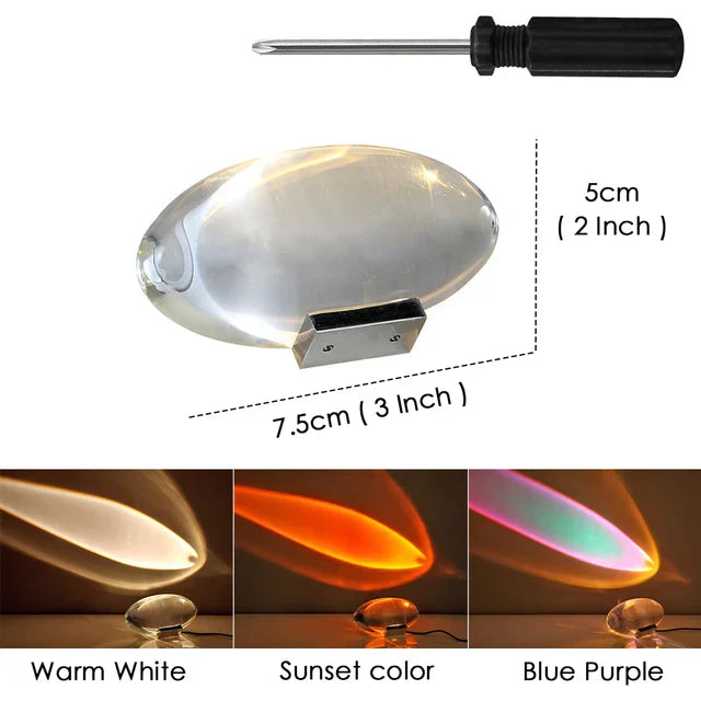 Skanto | Kristall-LED-Tischlampe „Eye of the Sky“ – Italienisches Design Nachttisch-Projektorlampe für Wohn- und Schlafzimmer-Deko