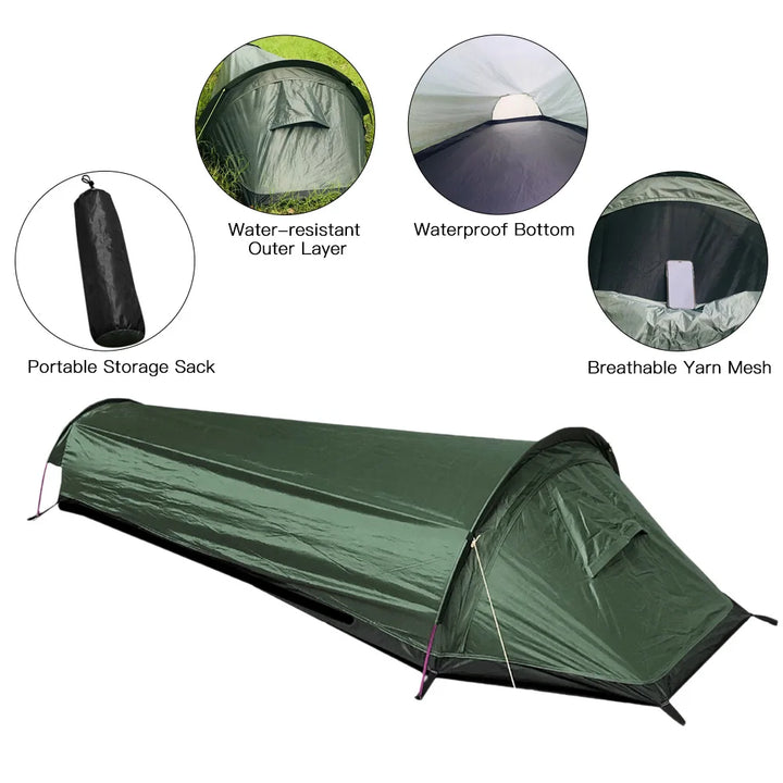 Skanto | Trekvento SoloShield Ultraleichtes Einzelzelt | Wasserdicht & Winddicht | Mit Aluminiumstangen & Aufbewahrungstasche | Für Wandern, Ausflüge & Camping