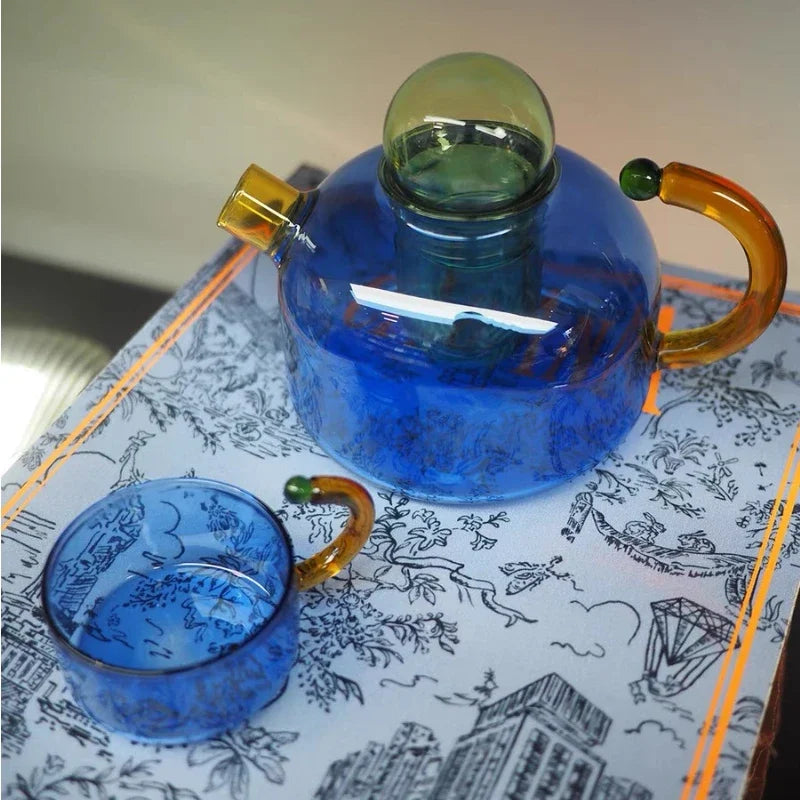 Skanto | Vintage Bunte Glas-Teekanne