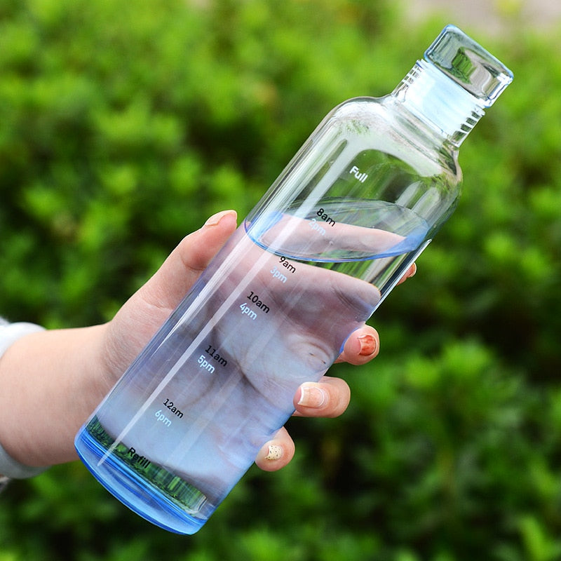 Skanto | Hitzebeständige Glas-Wasserflasche mit Zeitschalen