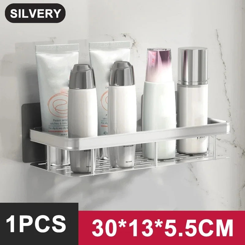 Skanto | Badezimmer-Ablageregal – Eckregal zur Wandmontage ohne Bohren, Duschablage für Toilette und Shampoo-Organizer, Bad-Accessoire