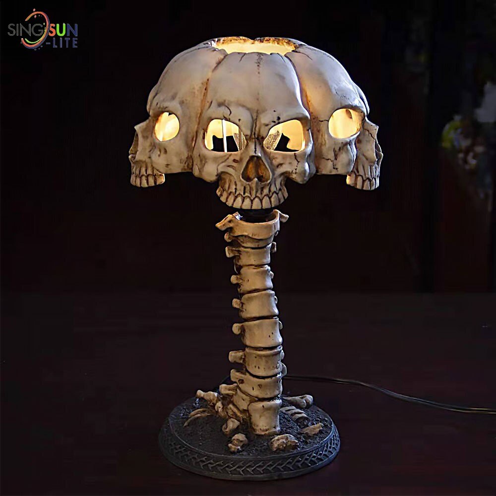 Skanto Leuchtender Totenkopf Nachtlicht Kreative Harz Totenkopf Tischlampe Home Office Dekor Desktop Ornament Skanto Party Dekor