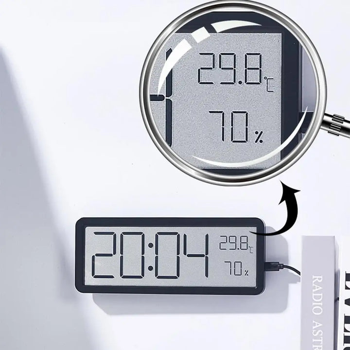 Skanto | TimeVibe Große LED-Digitalwanduhr mit Temperatur- und Feuchtigkeitsanzeige