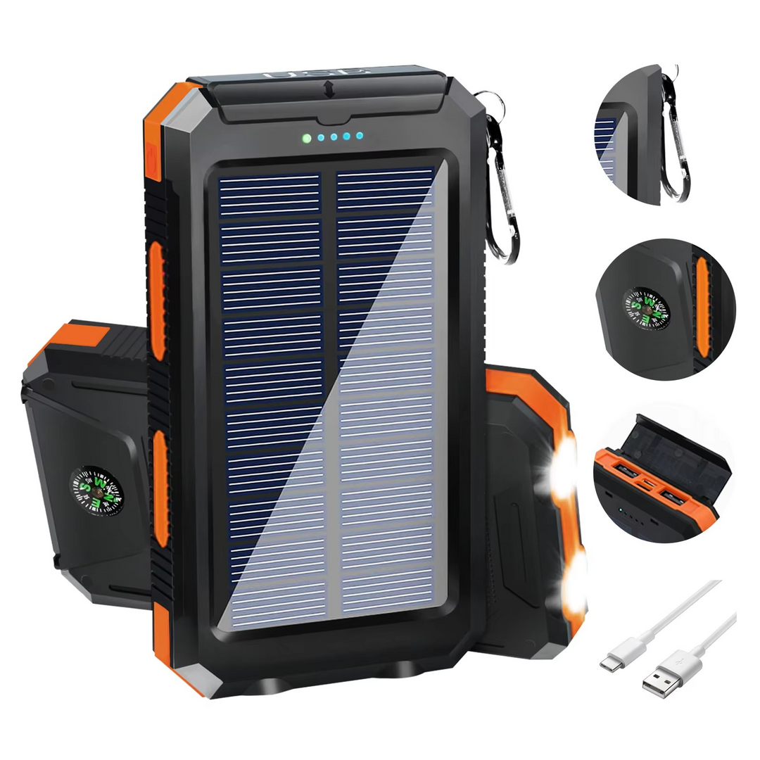 Skanto | 20000mAh Tragbares Solarladegerät mit Dual USB und LED-Taschenlampe