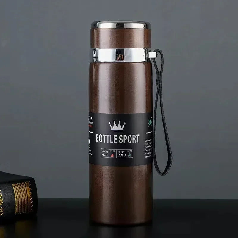 Skanto Edelstahl-Thermoskanne 1L – Isolierflasche zum Kalthalten von Wasser und Heißgetränken, Tee, Kaffee