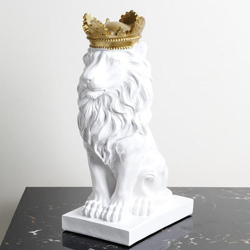 Skanto Tierfigur Harz Kronenlöwen-Statue Handgemachtes Kunstwerk Geschenk Home Office Dekor Ornament Wohnzimmer Schreibtisch Heimdekoration