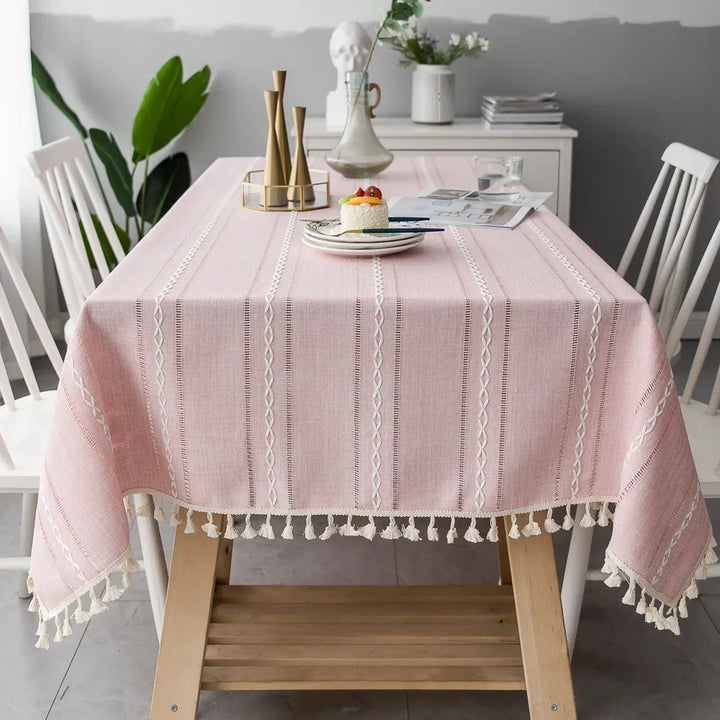 TasseledCharm | Baumwoll-Leinen-Tischdecke