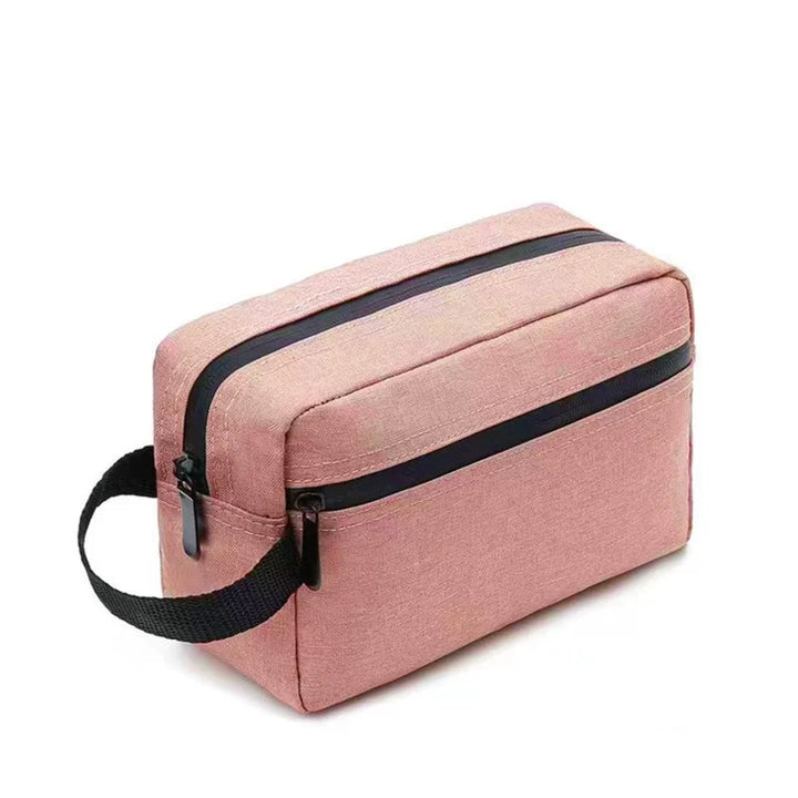 Skanto | Nylonéa Kulturbeutel Unisex | Wasserabweisend | Ledergriff mit Canvas-Design | Für Reise und Alltag