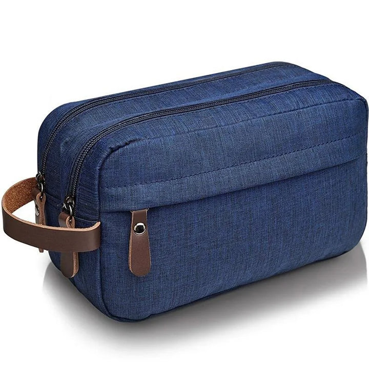 Skanto | Nylonéa Kulturbeutel Unisex | Wasserabweisend | Ledergriff mit Canvas-Design | Für Reise und Alltag