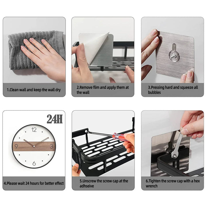 Skanto | Badezimmer-Ablageregal – Eckregal zur Wandmontage ohne Bohren, Duschablage für Toilette und Shampoo-Organizer, Bad-Accessoire