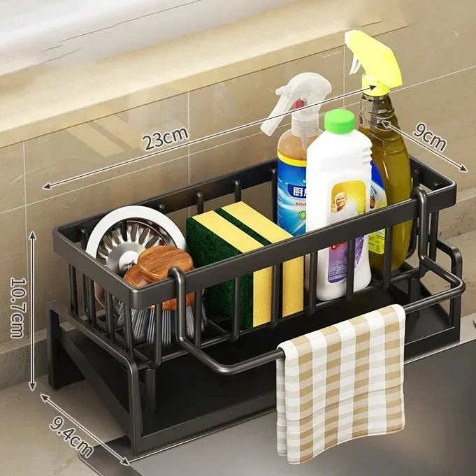 Skanto | Kitchen Soft Sponge Holder | Multifunktionaler Abtropfständer | Für Spüle, Tücher & Spülmittel | Organizer-Regal