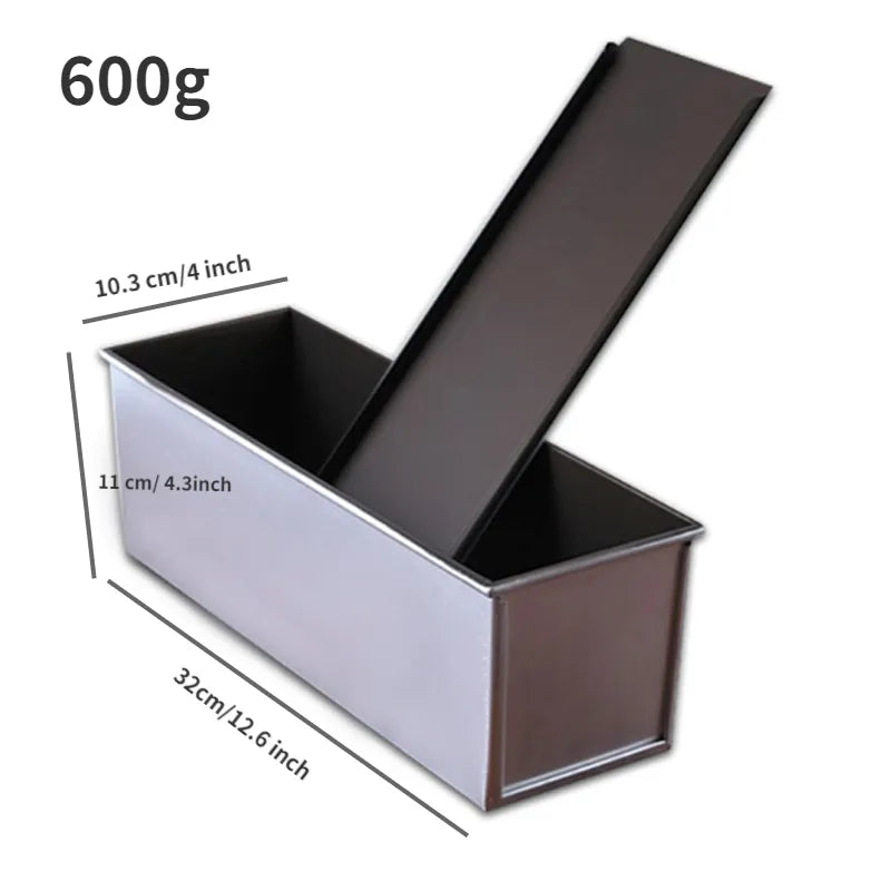 Skanto | Premium Antihaft-Kastenform aus Aluminiumlegierung mit Deckel - Verschiedene Größen (250g/450g/600g/750g/900g/1000g) zum Backen von Brot und Kuchen