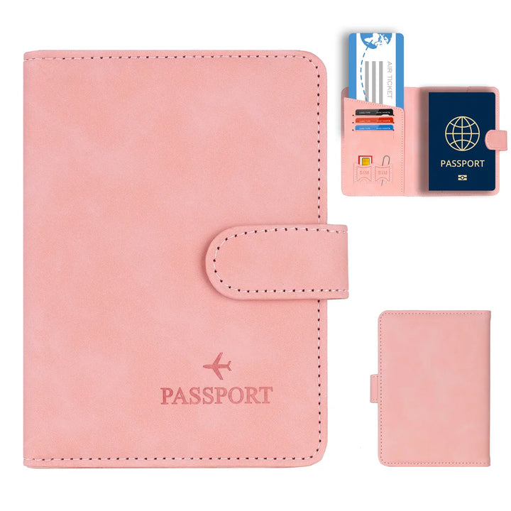 Skanto | Travello Reisepasshülle | RFID-Schutz | Echtes Leder-Optik | Für Damen und Herren