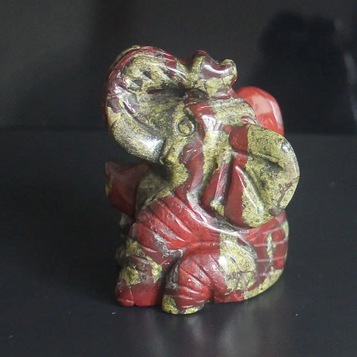 Skanto Figur eines sitzenden Elefanten aus gemischtem Edelstein-Kristall, Tierskulptur, Heimdekoration 2''