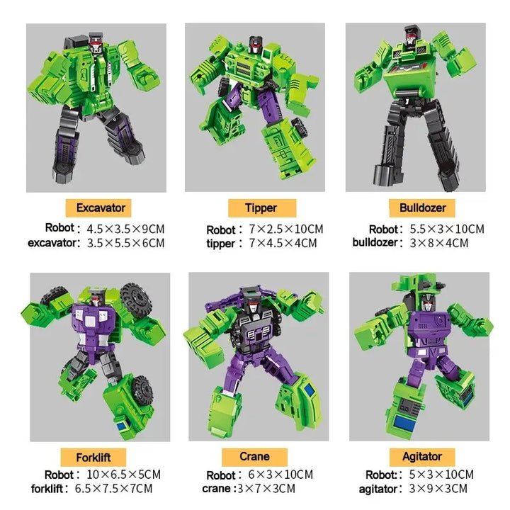 Mini 6-in-1 Verwandlungs-Devastator Actionfigur – Grünes Roboter-Spielzeug für Kinder, perfektes Geschenk für Kinder 22cm (8.6 inches)