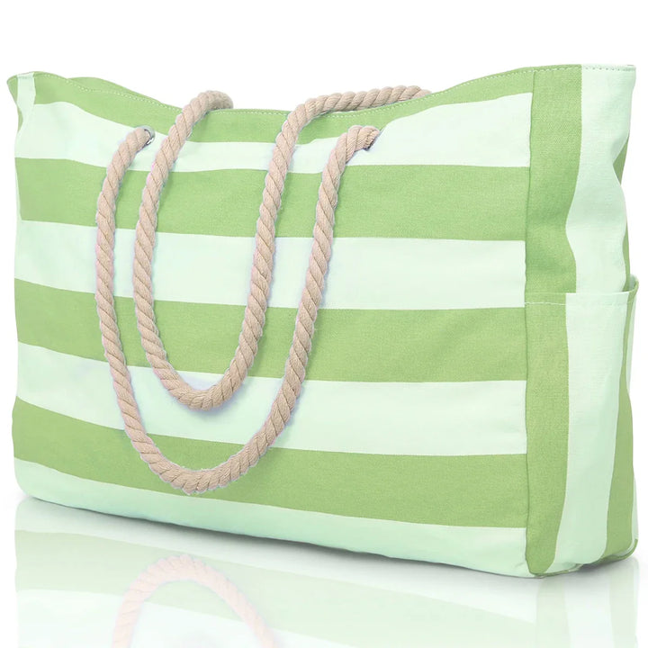 Skanto | Marivalis Gestreifte Strandtasche mit Reißverschluss | Faltbar & Wasserdicht | Sandabweisendes Canvas | Für Reise & Urlaub