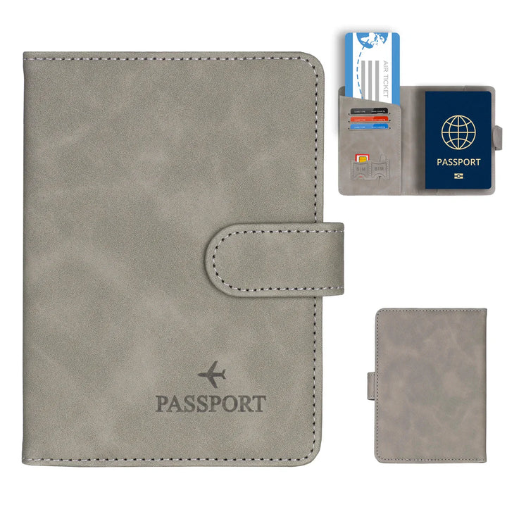 Skanto | Travello Reisepasshülle | RFID-Schutz | Echtes Leder-Optik | Für Damen und Herren