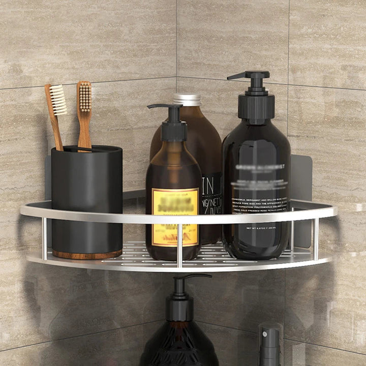 Skanto | Badezimmer-Ablageregal – Eckregal zur Wandmontage ohne Bohren, Duschablage für Toilette und Shampoo-Organizer, Bad-Accessoire