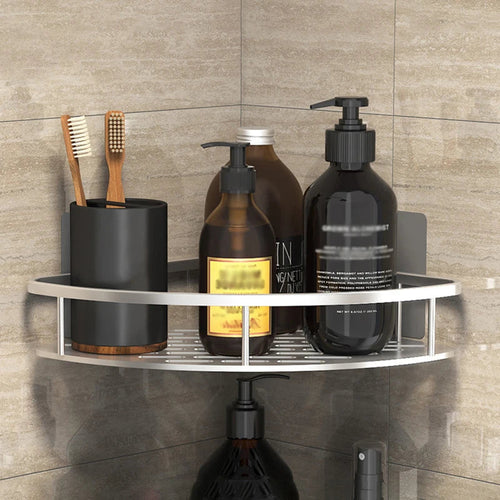 Skanto | Badezimmer-Ablageregal – Eckregal zur Wandmontage ohne Bohren, Duschablage für Toilette und Shampoo-Organizer, Bad-Accessoire