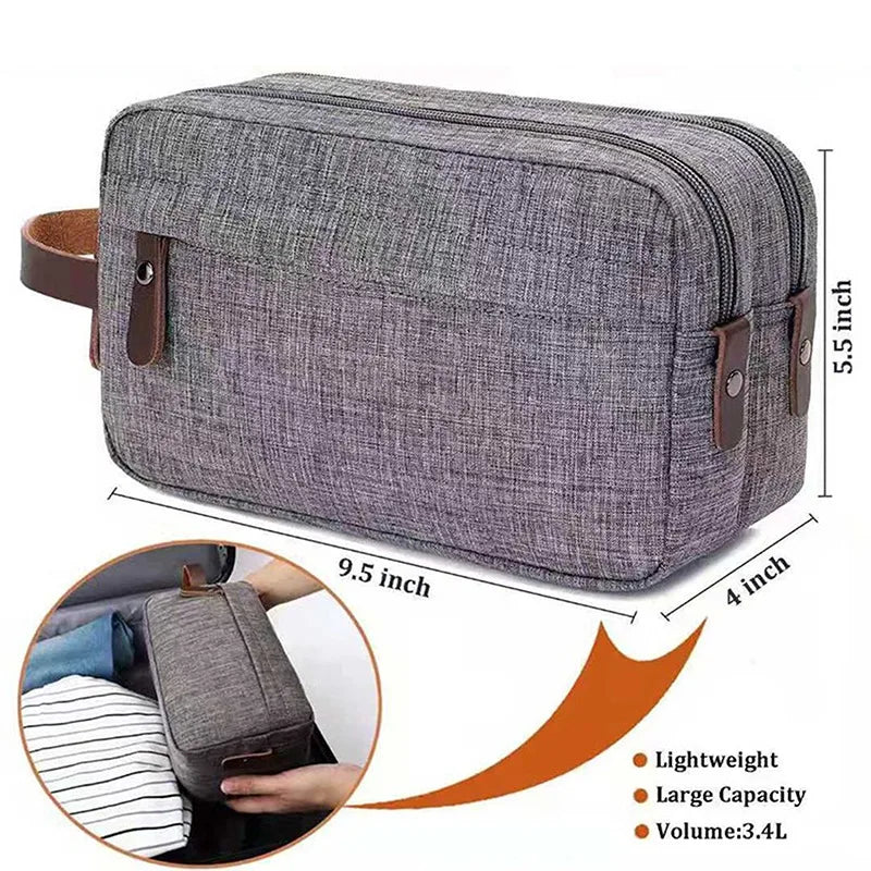 Skanto | Nylonéa Kulturbeutel Unisex | Wasserabweisend | Ledergriff mit Canvas-Design | Für Reise und Alltag