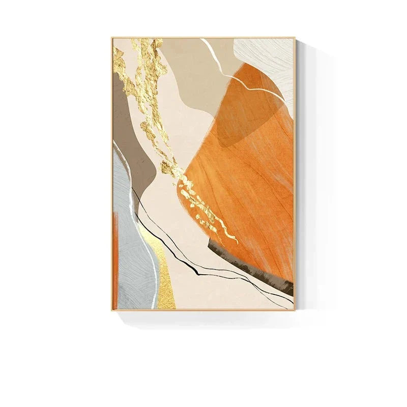 Erdtöne Nordische Abstrakte Geometrische Wandkunst Fine Art Leinwanddruck Grüne Braune Beige Orange Bilder für Wohnzimmer Esszimmer Dekor | Skanto