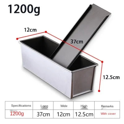 Skanto | Premium Antihaft-Kastenform aus Aluminiumlegierung mit Deckel - Verschiedene Größen (250g/450g/600g/750g/900g/1000g) zum Backen von Brot und Kuchen