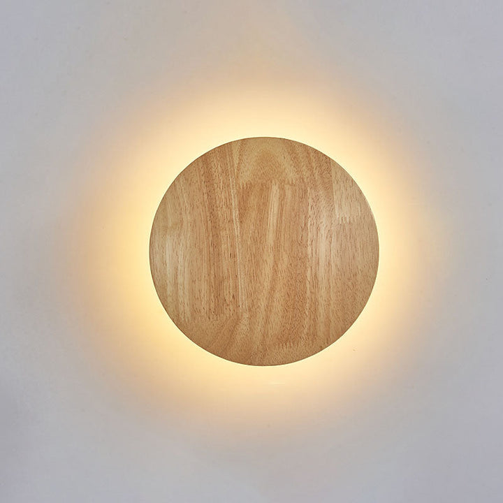 Skanto | Moderne minimalistische runde, unregelmäßige ovale LED-Wandleuchte aus Holz für das Wohnzimmer