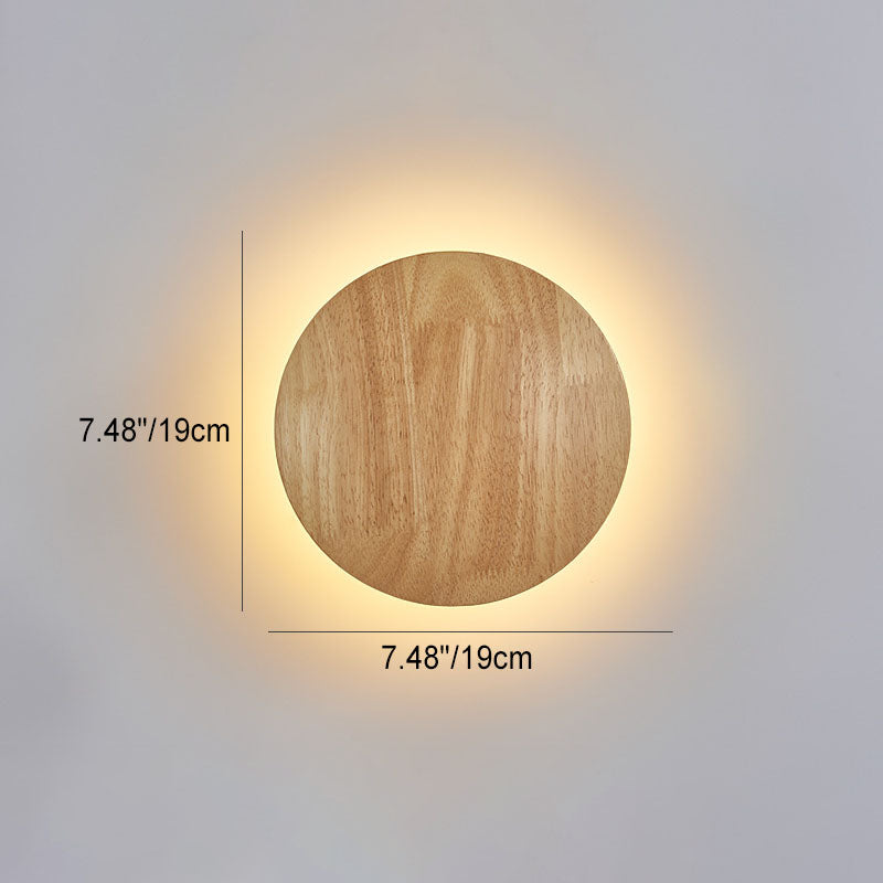 Skanto | Moderne minimalistische runde, unregelmäßige ovale LED-Wandleuchte aus Holz für das Wohnzimmer