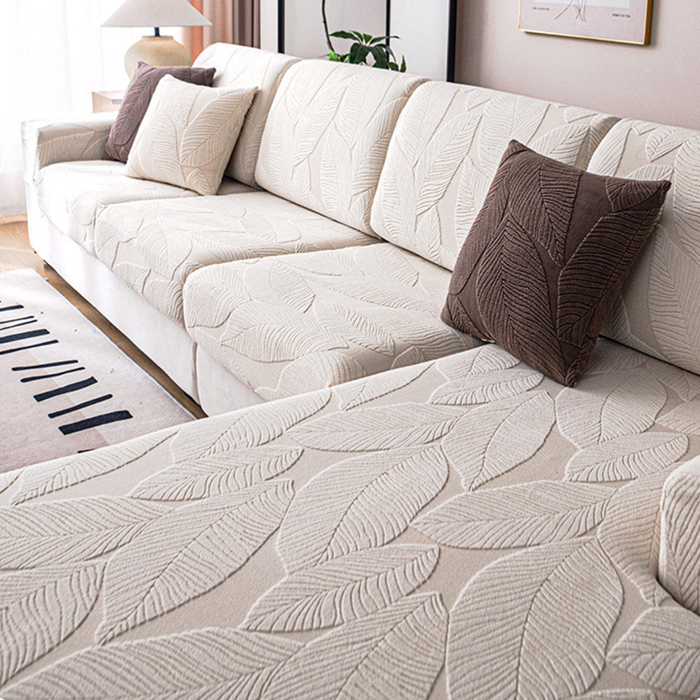 Skanto | Moderner Blatt-Jacquard wasserdichter, kratzfester Stretch-Sofabezug mit voller Abdeckung