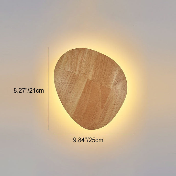 Skanto | Moderne minimalistische runde, unregelmäßige ovale LED-Wandleuchte aus Holz für das Wohnzimmer