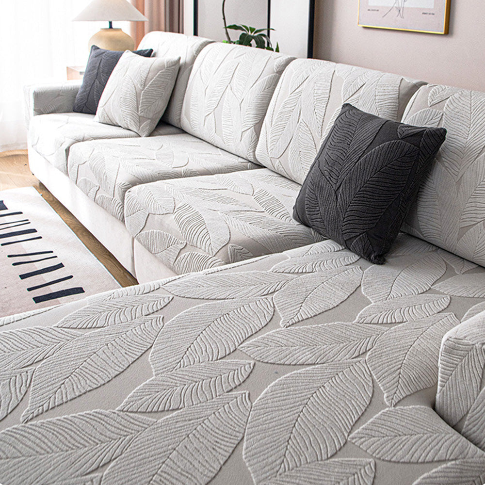 Skanto | Moderner Blatt-Jacquard wasserdichter, kratzfester Stretch-Sofabezug mit voller Abdeckung