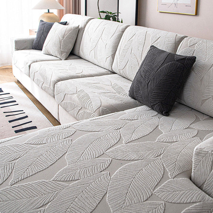 Skanto | Moderner Blatt-Jacquard wasserdichter, kratzfester Stretch-Sofabezug mit voller Abdeckung