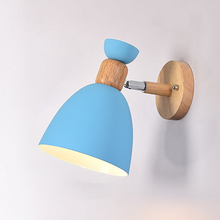 Skanto | Moderne minimalistische runde Horn-Aluminium-Holz-1-Flammen-Wandleuchte für Schlafzimmer