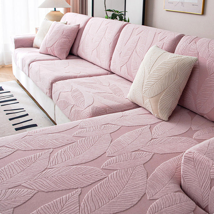 Skanto | Moderner Blatt-Jacquard wasserdichter, kratzfester Stretch-Sofabezug mit voller Abdeckung