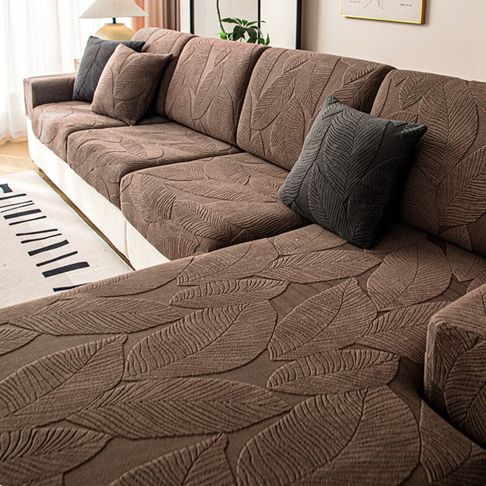Skanto | Moderner Blatt-Jacquard wasserdichter, kratzfester Stretch-Sofabezug mit voller Abdeckung
