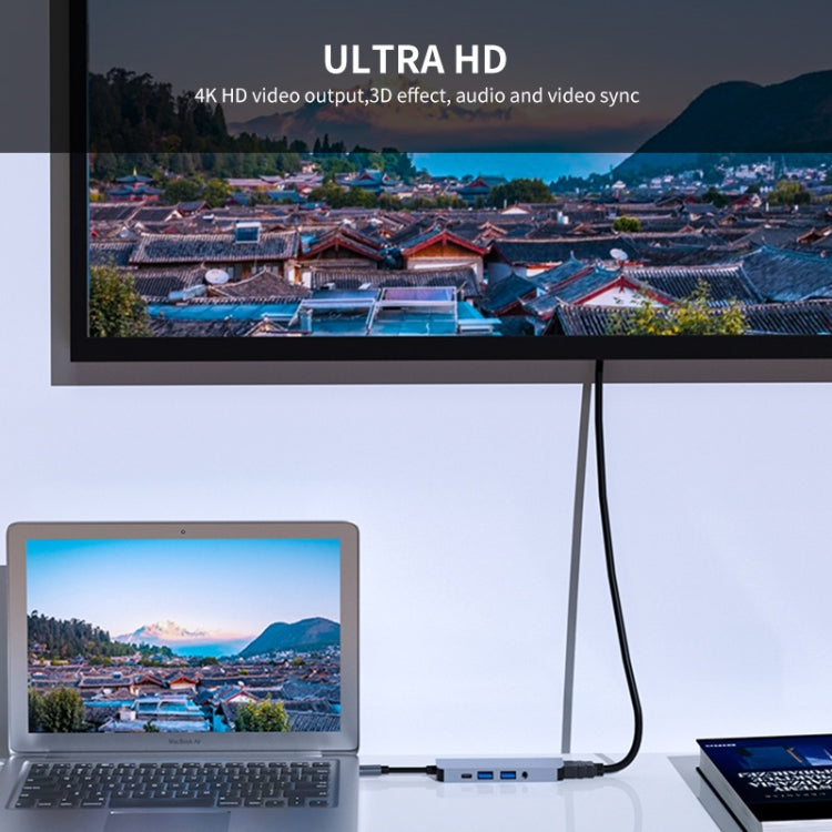 Skanto | ENKAY Hatt-Prince 5-in-1 Type-C Hub 4K HDMI Konverter Dockingstation 3.5mm Audio Klinkenadapter