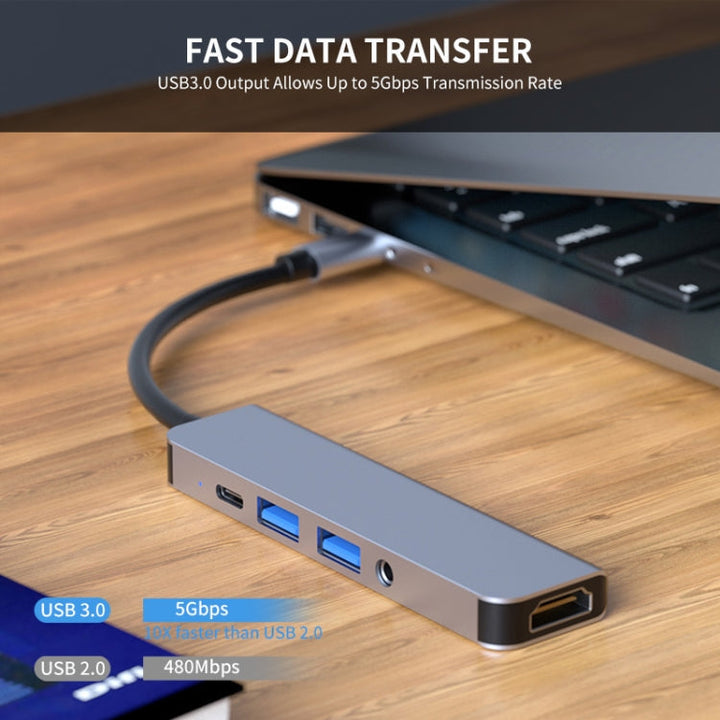 Skanto | ENKAY Hatt-Prince 5-in-1 Type-C Hub 4K HDMI Konverter Dockingstation 3.5mm Audio Klinkenadapter