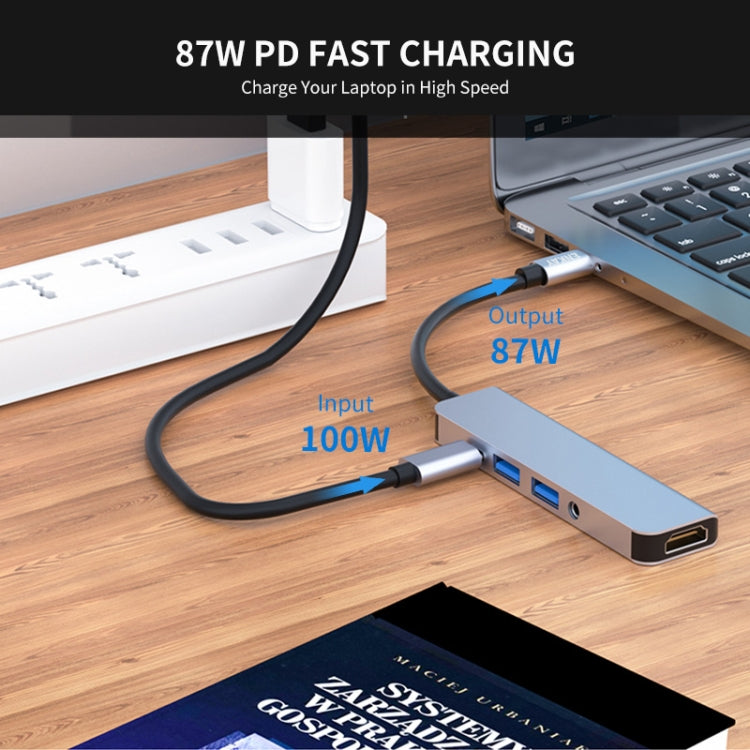 Skanto | ENKAY Hatt-Prince 5-in-1 Type-C Hub 4K HDMI Konverter Dockingstation 3.5mm Audio Klinkenadapter