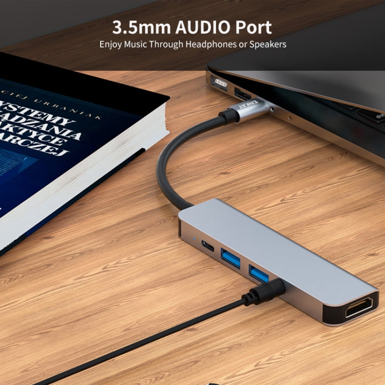 Skanto | ENKAY Hatt-Prince 5-in-1 Type-C Hub 4K HDMI Konverter Dockingstation 3.5mm Audio Klinkenadapter