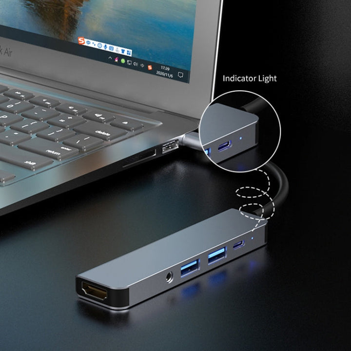 Skanto | ENKAY Hatt-Prince 5-in-1 Type-C Hub 4K HDMI Konverter Dockingstation 3.5mm Audio Klinkenadapter