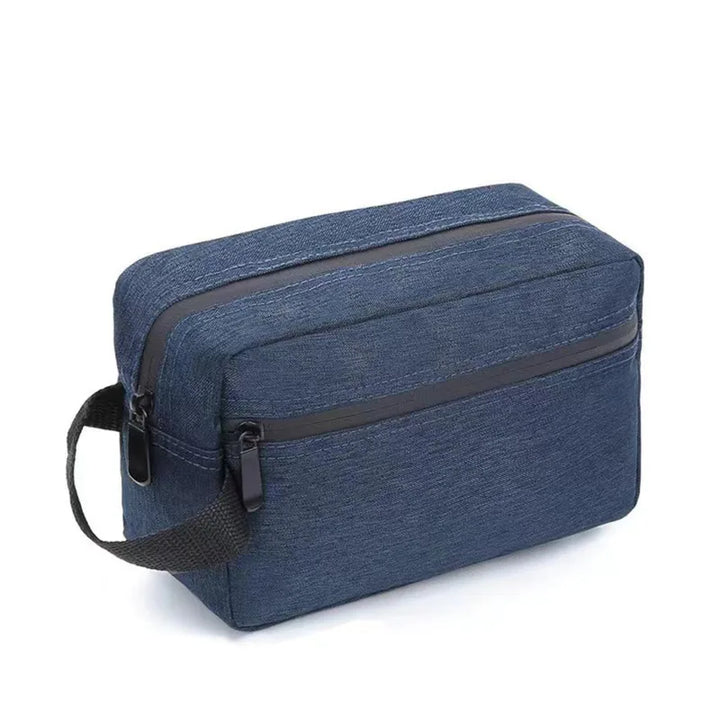 Skanto | Nylonéa Kulturbeutel Unisex | Wasserabweisend | Ledergriff mit Canvas-Design | Für Reise und Alltag