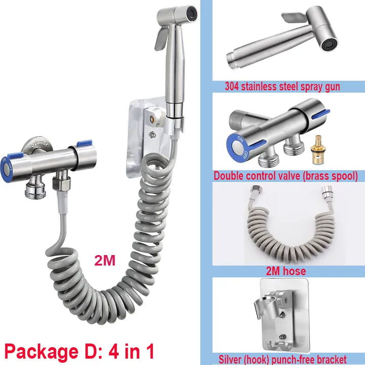 Skanto | Hand-Bidet-Sprühset aus 304 Edelstahl – selbstreinigender Duschkopf für Toiletten-Bidet-Armatur – Hygienische Sprühpistole