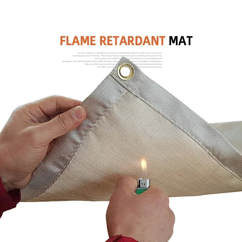 Skanto | CampVita Brandschutz Campingmatte | Hitzebeständig & Feuerfest | Ideal für Grills & Lagerfeuer | Fiberglas Beige