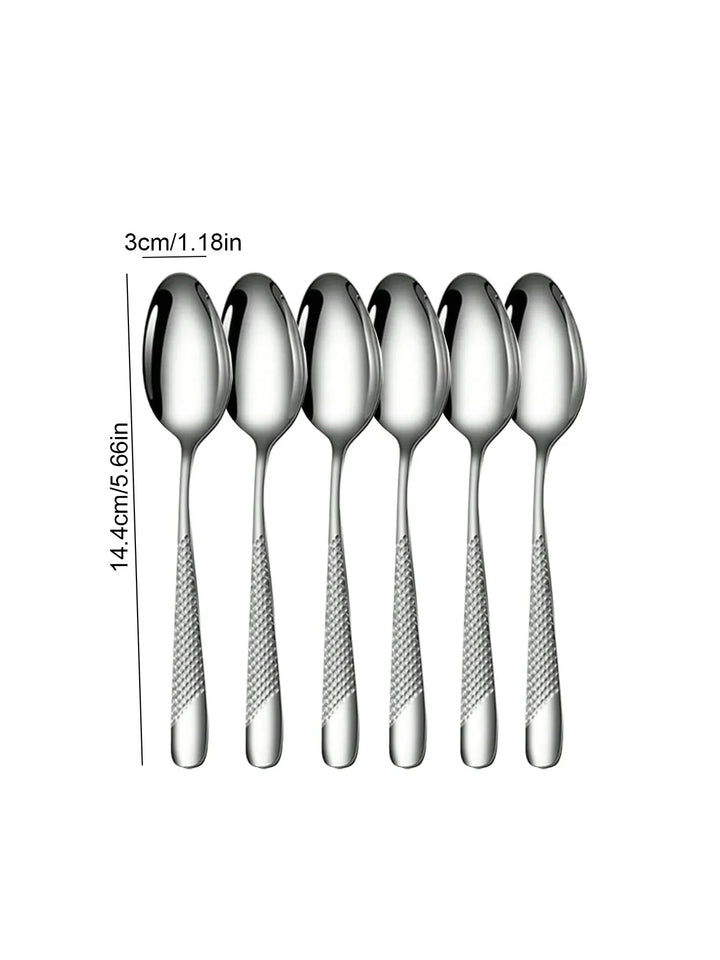 Skanto | Hochwertiges Besteckset aus Edelstahl Silber Stern Diamant - Inklusive Messer, Gabel, Löffel & Dessertgabel & -löffel - 6-teilige/30-teilige Optionen