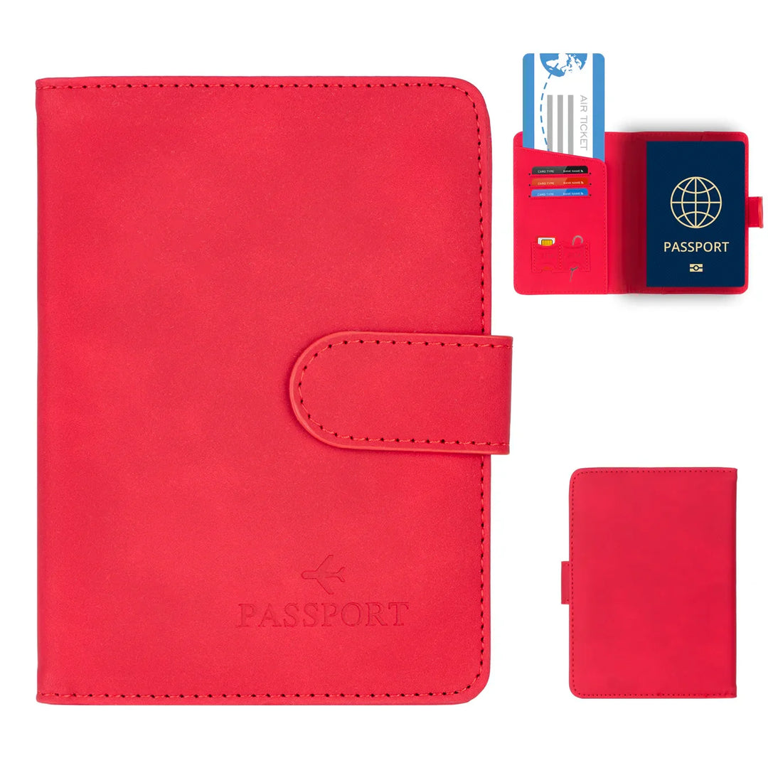 Skanto | Travello Reisepasshülle | RFID-Schutz | Echtes Leder-Optik | Für Damen und Herren