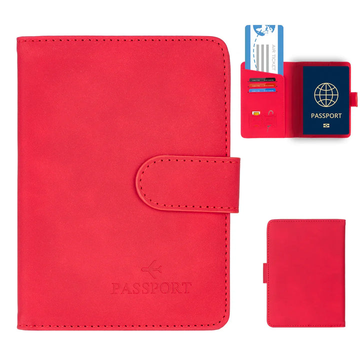 Skanto | Travello Reisepasshülle | RFID-Schutz | Echtes Leder-Optik | Für Damen und Herren