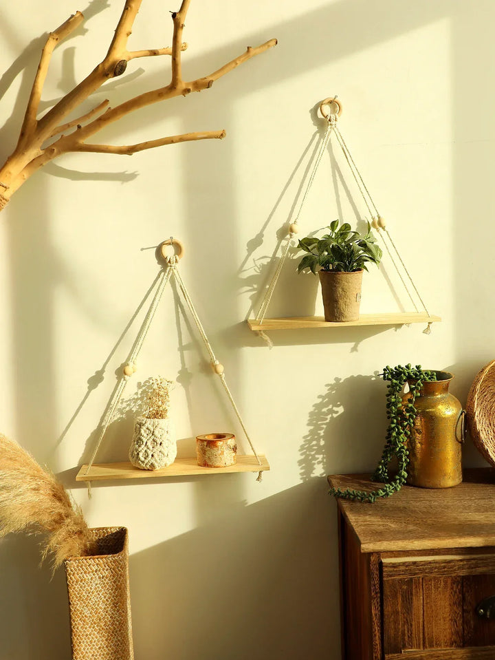 Skanto | Wandregal – Holz – Hängeregale – Boho-Wohndekor – Raumdekoration